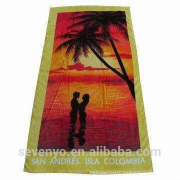 100% cotton romance under the setting sun design beach towels
